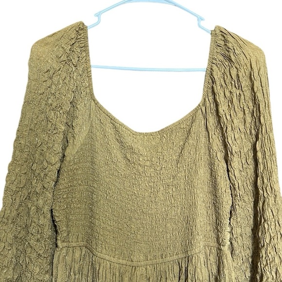 Gigio USA NWT Mini Mustard Color Dress Long Sleeves Square Neck Stretchy Small - Picture 6 of 10